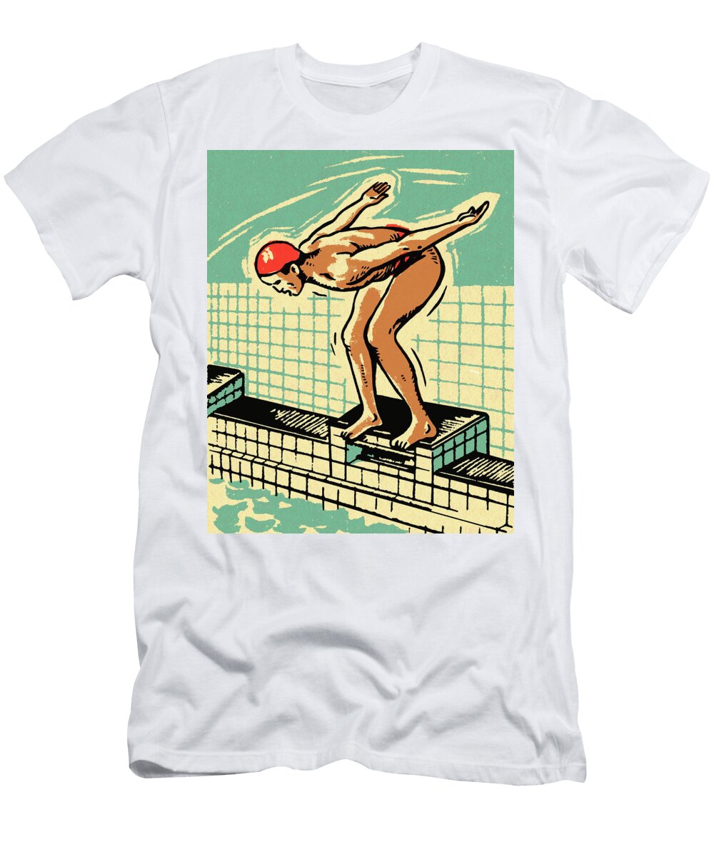 1 Swimmer on Diving Platform Csa Images T-Shirt