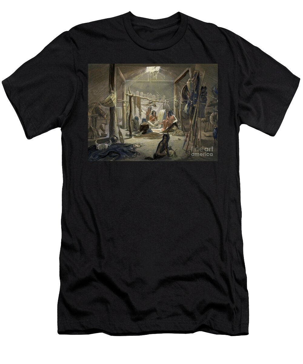 1 the Interior of a Hut of a Mandan Chief Karl Bodmer T-Shirt