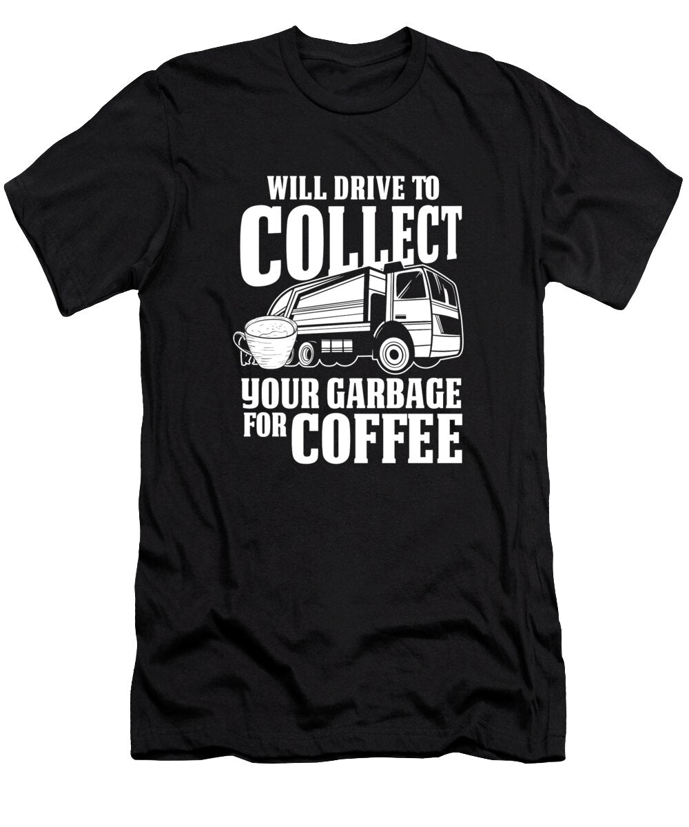 1 Truck Driver Coffee Trucking Trucker Rig Garbage Truck Crazy Squirrel T-Shirt