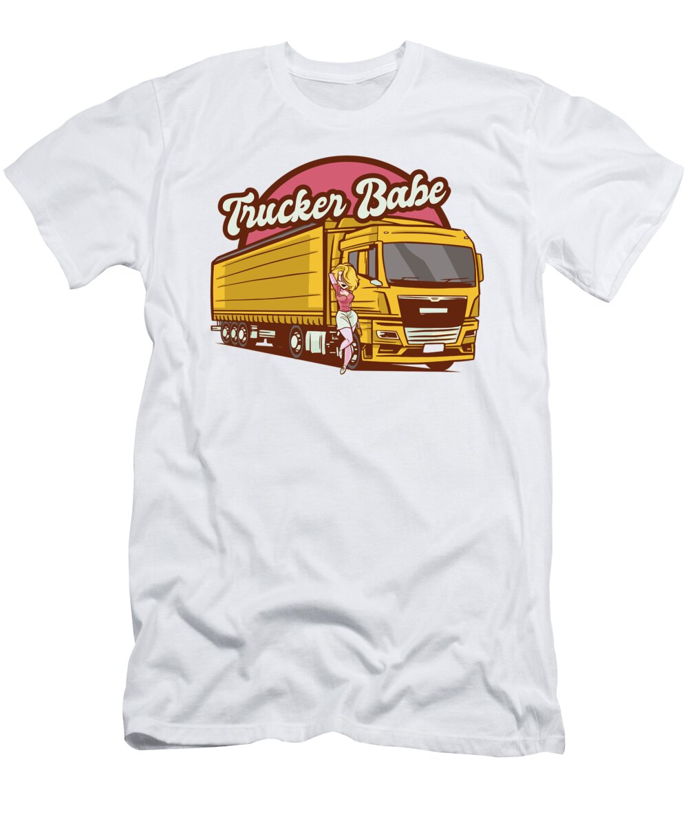1 Trucker Babe Mechanic Trucking Truck Driver Florian Dold Art T-Shirt