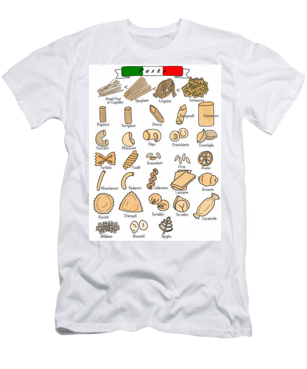 1 Types of Pasta Poster Chart Art T-Shirt