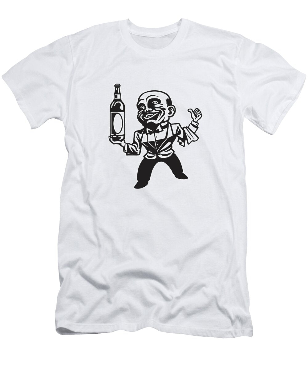 1 Waiter Holding Bottle of Liquor Csa Images T-Shirt