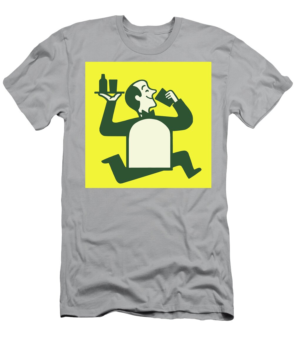 1 Waiter Running and Drinking Csa Images T-Shirt