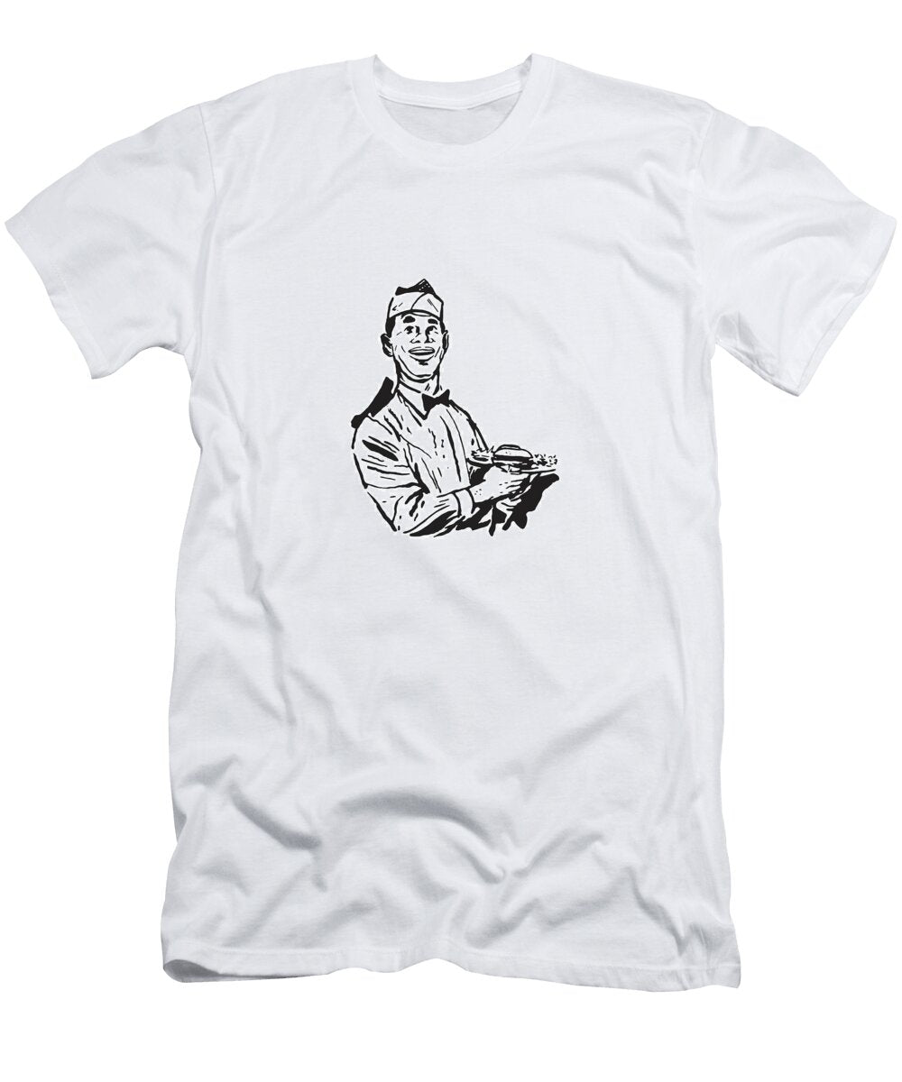 1 Waiter with Hamburger Csa Images T-Shirt