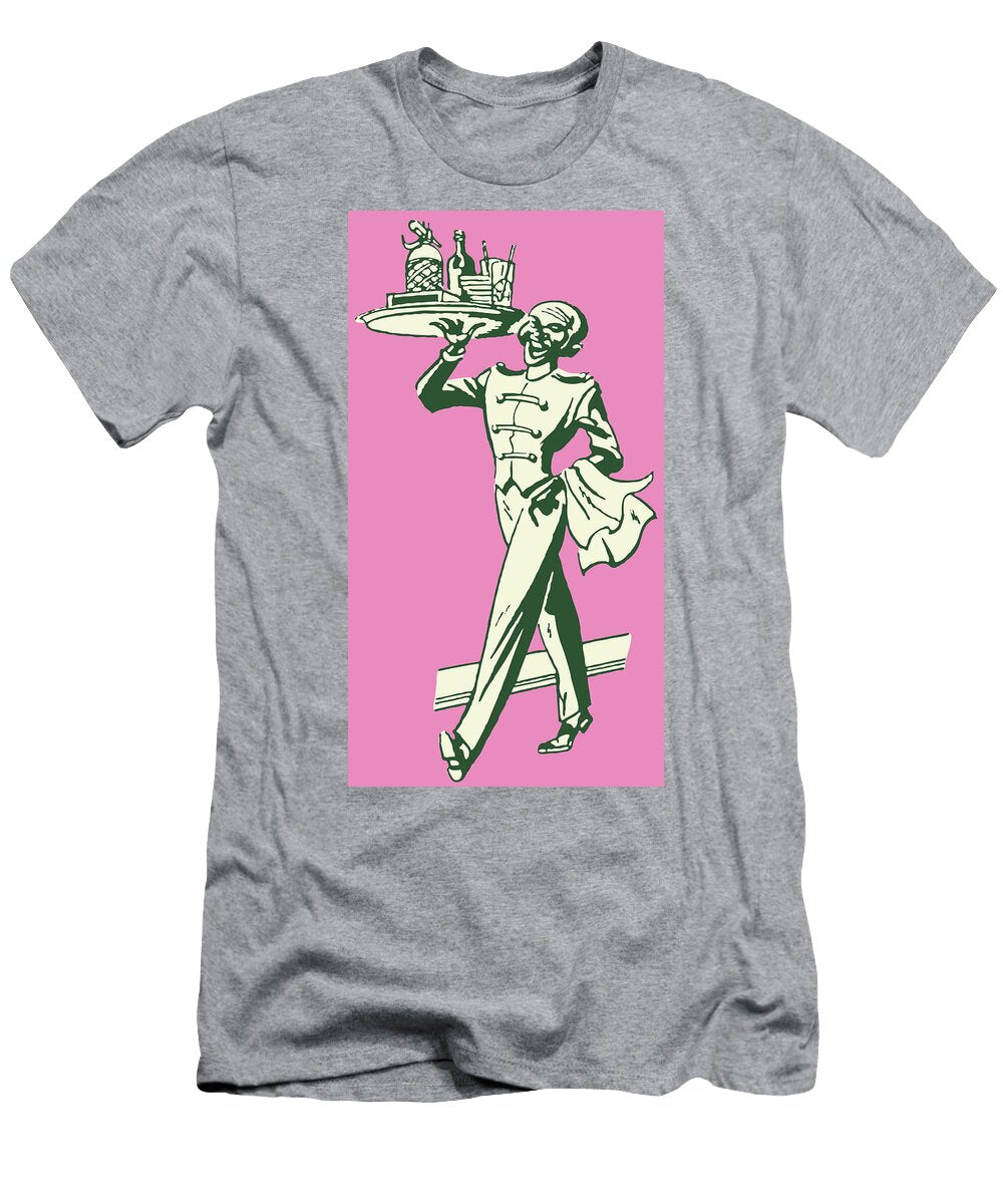 1 Waiter with Tray of Cocktails Csa Images T-Shirt