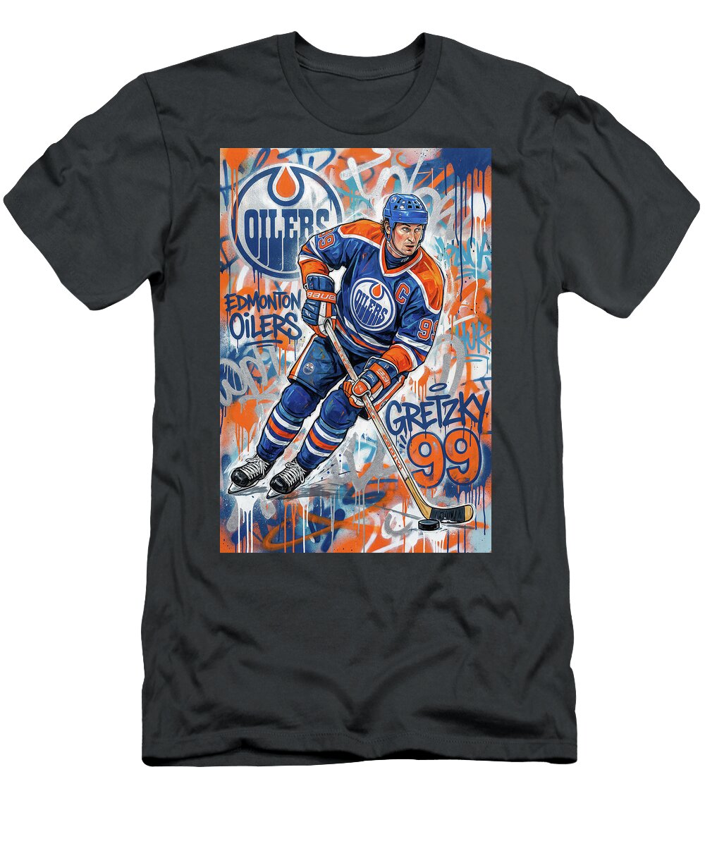 1 Wayne Gretzky Graffiti Poster Hockey Player NHL Sampadart Gallery T-Shirt