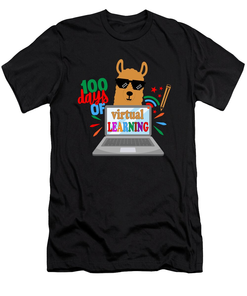 100 Days of School Homeschooling 2021 Llama Evgenia Halbach T-Shirt