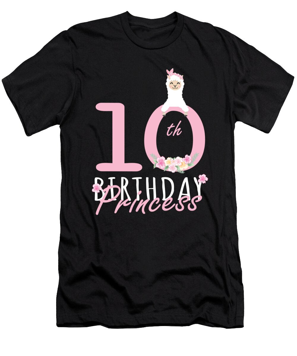 10th Birthday Princess Llama Girl Llamazing 10 Years Old Design Art Grabitees T-Shirt