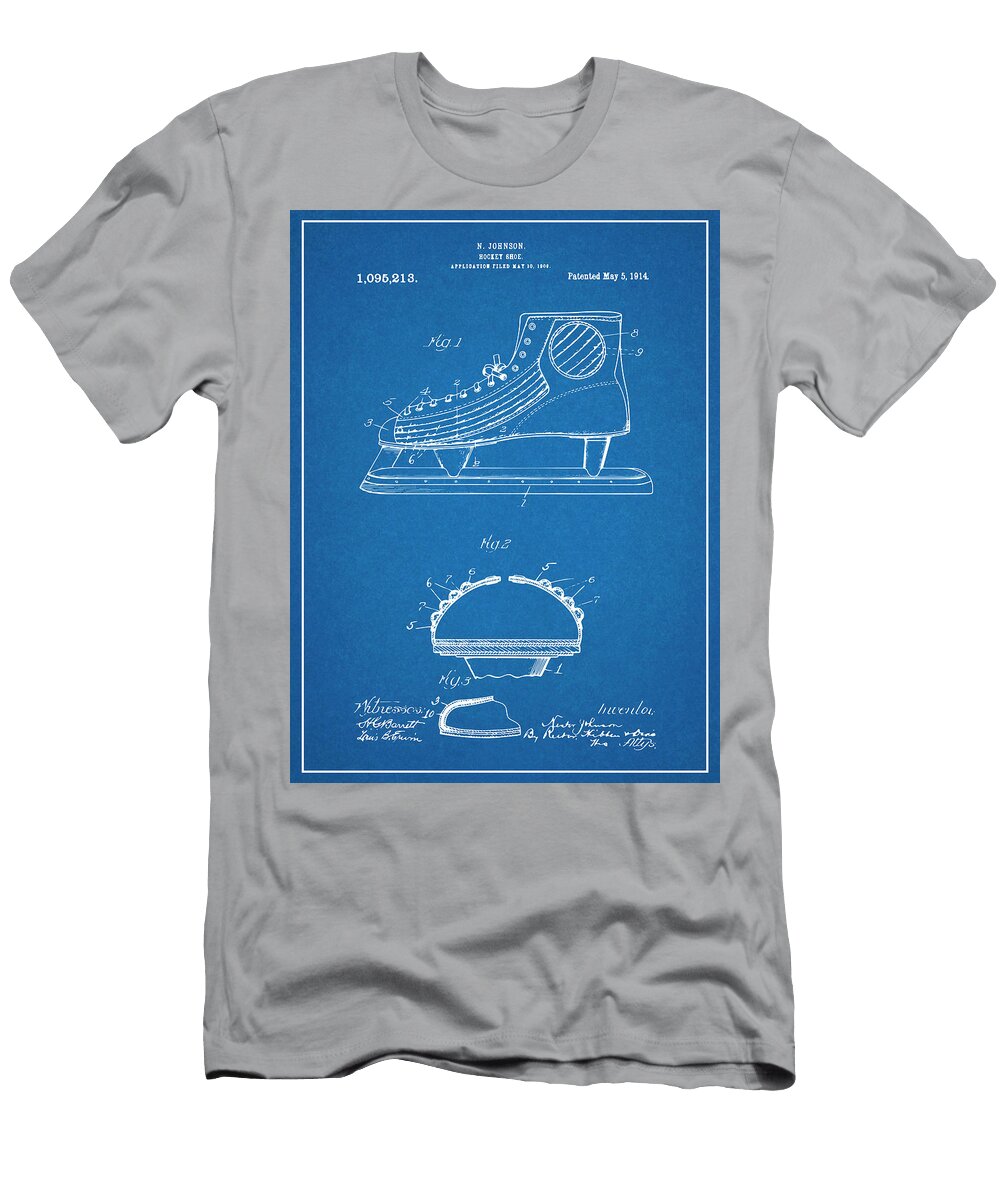 1909 Hockey Skate Blueprint Patent Print Greg Edwards T-Shirt