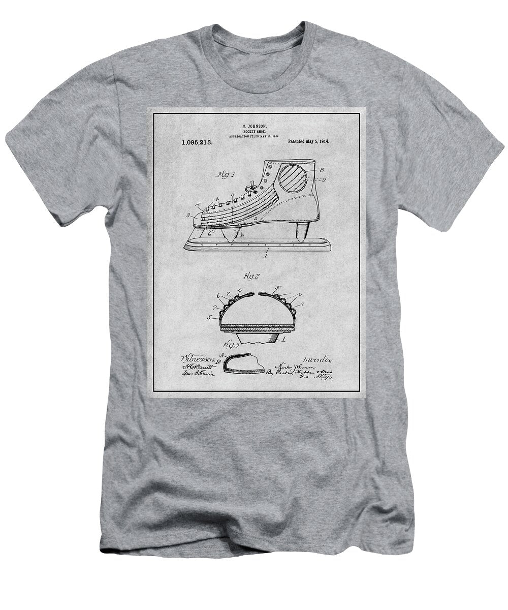 1909 Hockey Skate Gray Patent Print Greg Edwards T-Shirt