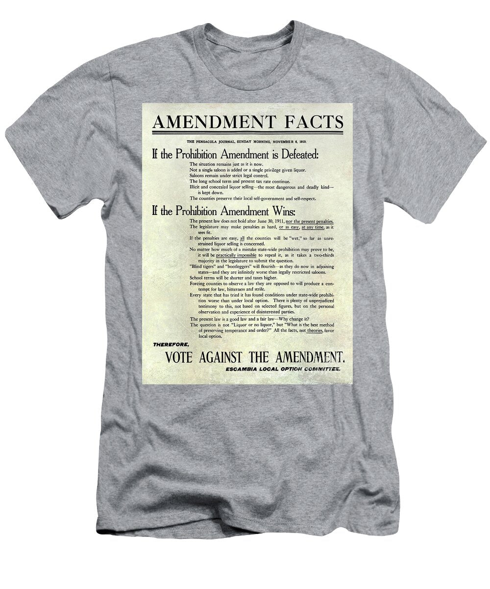 1910 Prohibition Amendment Facts Jon Neidert T-Shirt