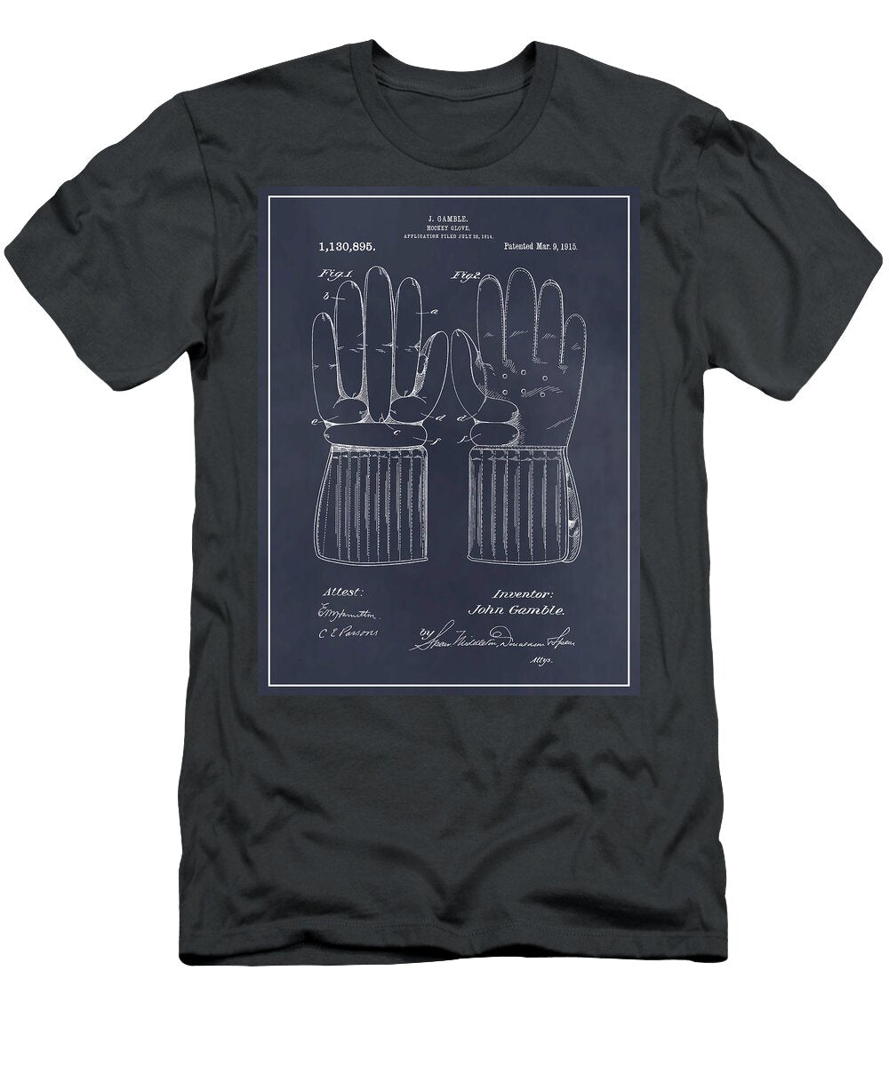 1914 Hockey Gloves Blackboard Patent Print Greg Edwards T-Shirt