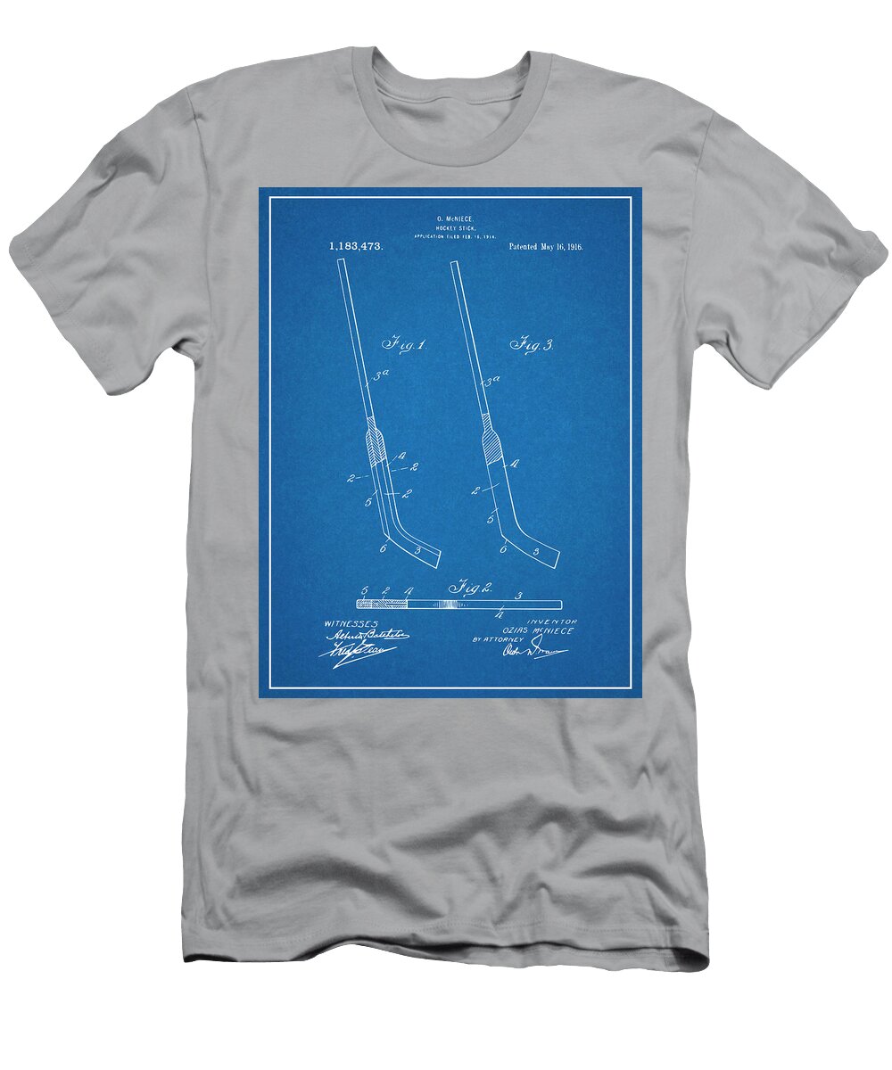 1914 Hockey Stick Blueprint Patent Print Greg Edwards T-Shirt