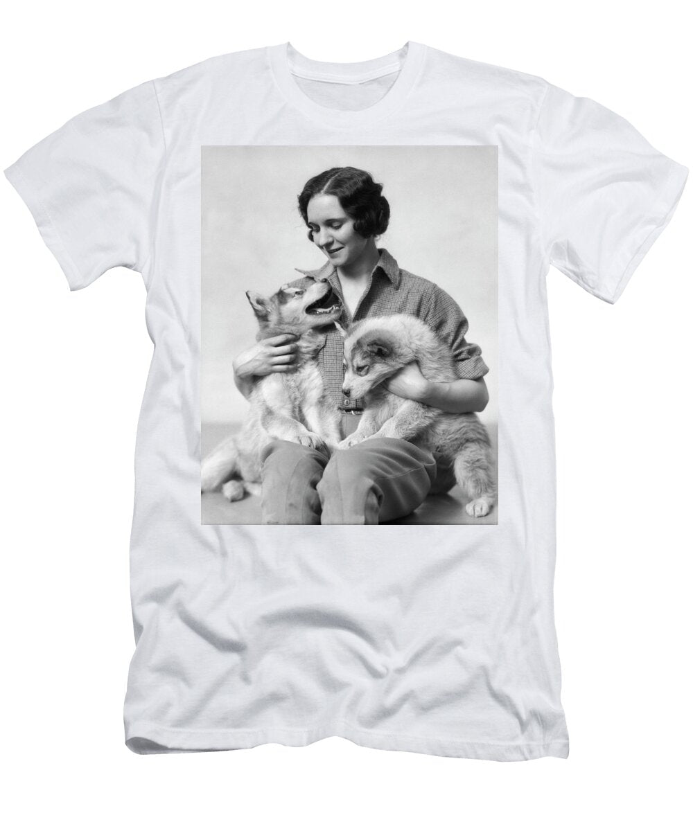 1920s 1930s Smiling Woman Holding Two Vintage Images T-Shirt