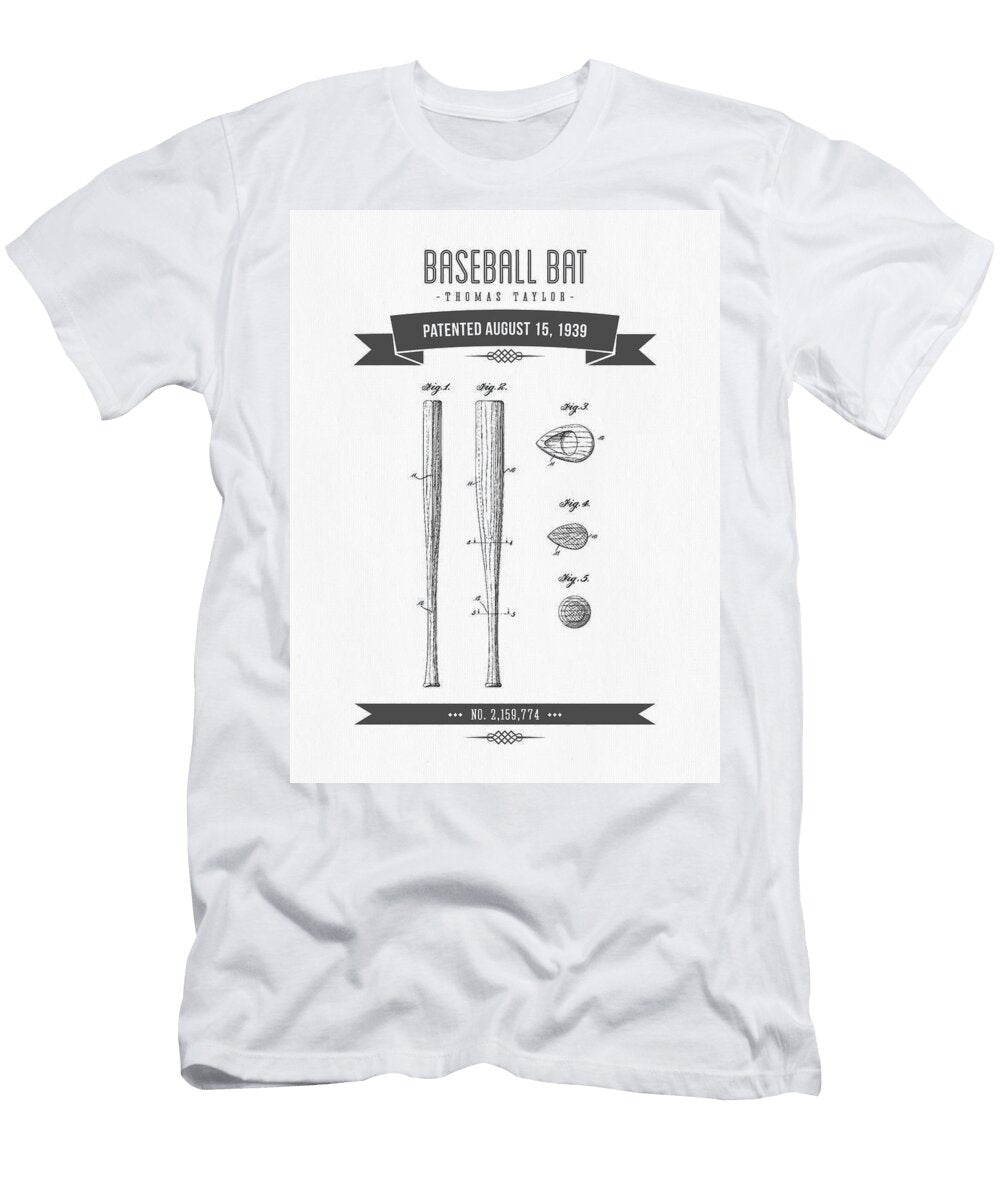 1939 Baseball Bat Patent Drawing Aged Pixel T-Shirt