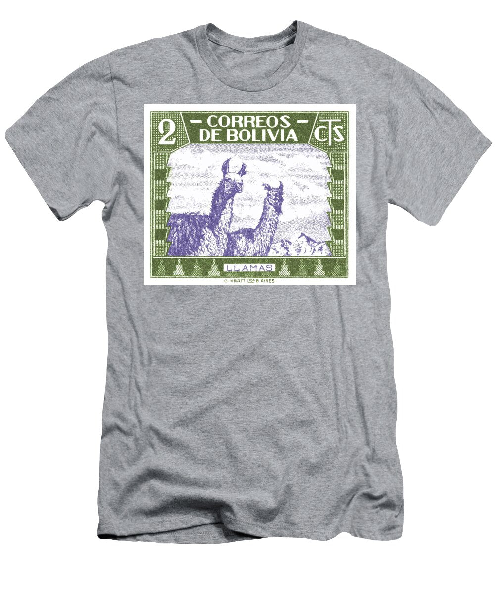 1939 Bolivia Llamas Postage Stamp Retro Graphics T-Shirt