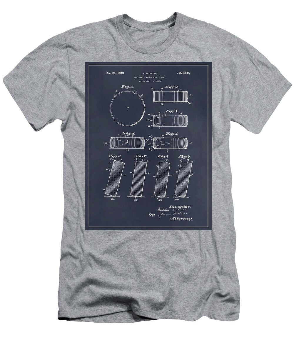 1940 Hockey Puck Patent Print Blackboard Greg Edwards T-Shirt