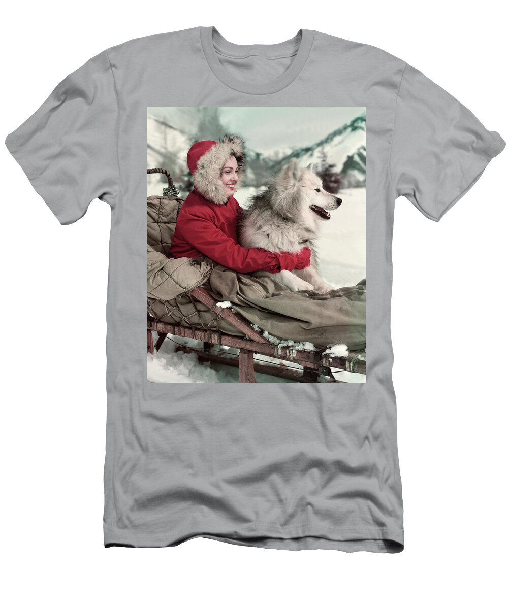 1940s 1950s Smiling Woman Wearing Red Vintage Images T-Shirt
