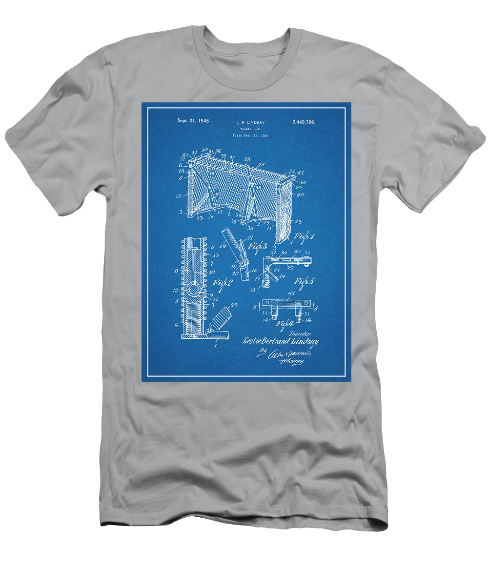 1947 Hockey Goal Patent Print Blueprint Greg Edwards T-Shirt