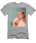 1960s Smiling Blonde Girl Pink Bow Animal Images T-Shirt