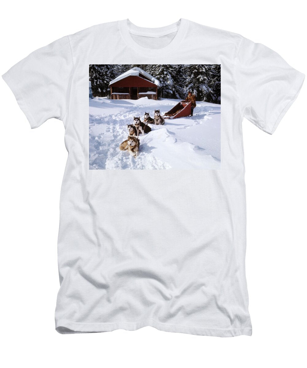 1970s Man a Musher Cargo Dog Sled 5 Vintage Images T-Shirt