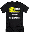 2 911 Dispatcher USA Yellow American Flag Heart Florian Dold Art T-Shirt