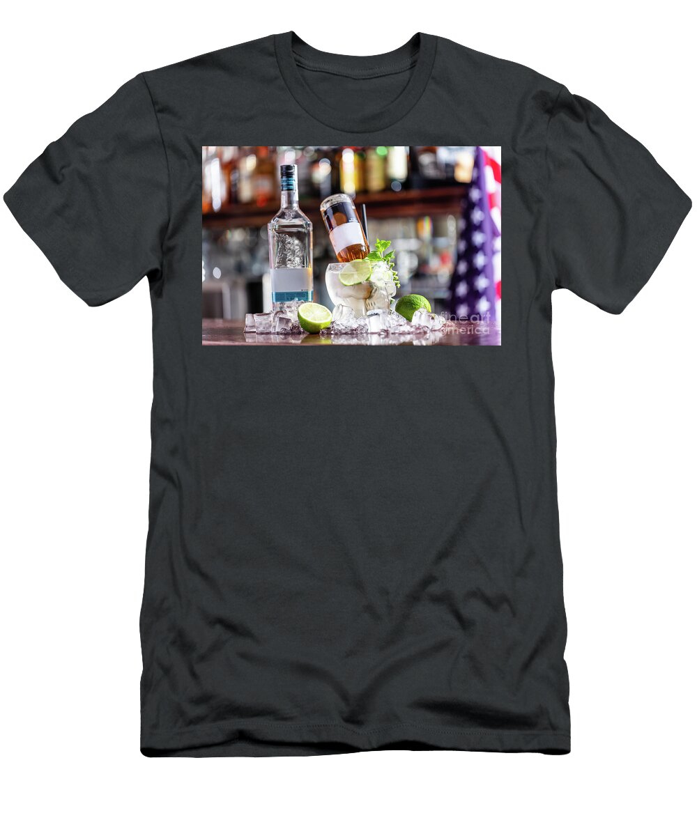 2 American Style Margarita Beer Coctail in Skull Glass on Bar Michal Bednarek T-Shirt