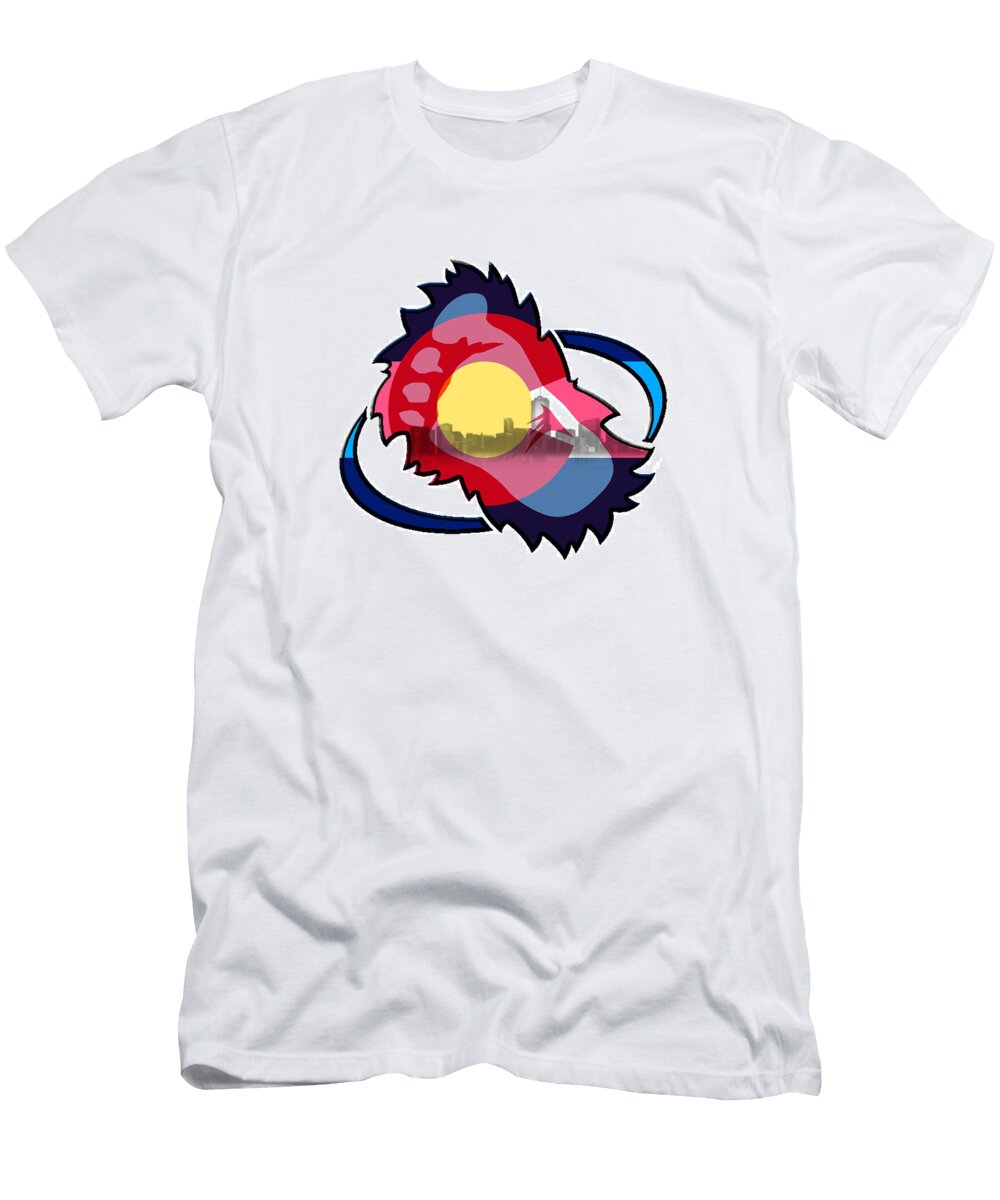 2 Avalanche Foot Logo with Colorado Flag Becca Buecher T-Shirt