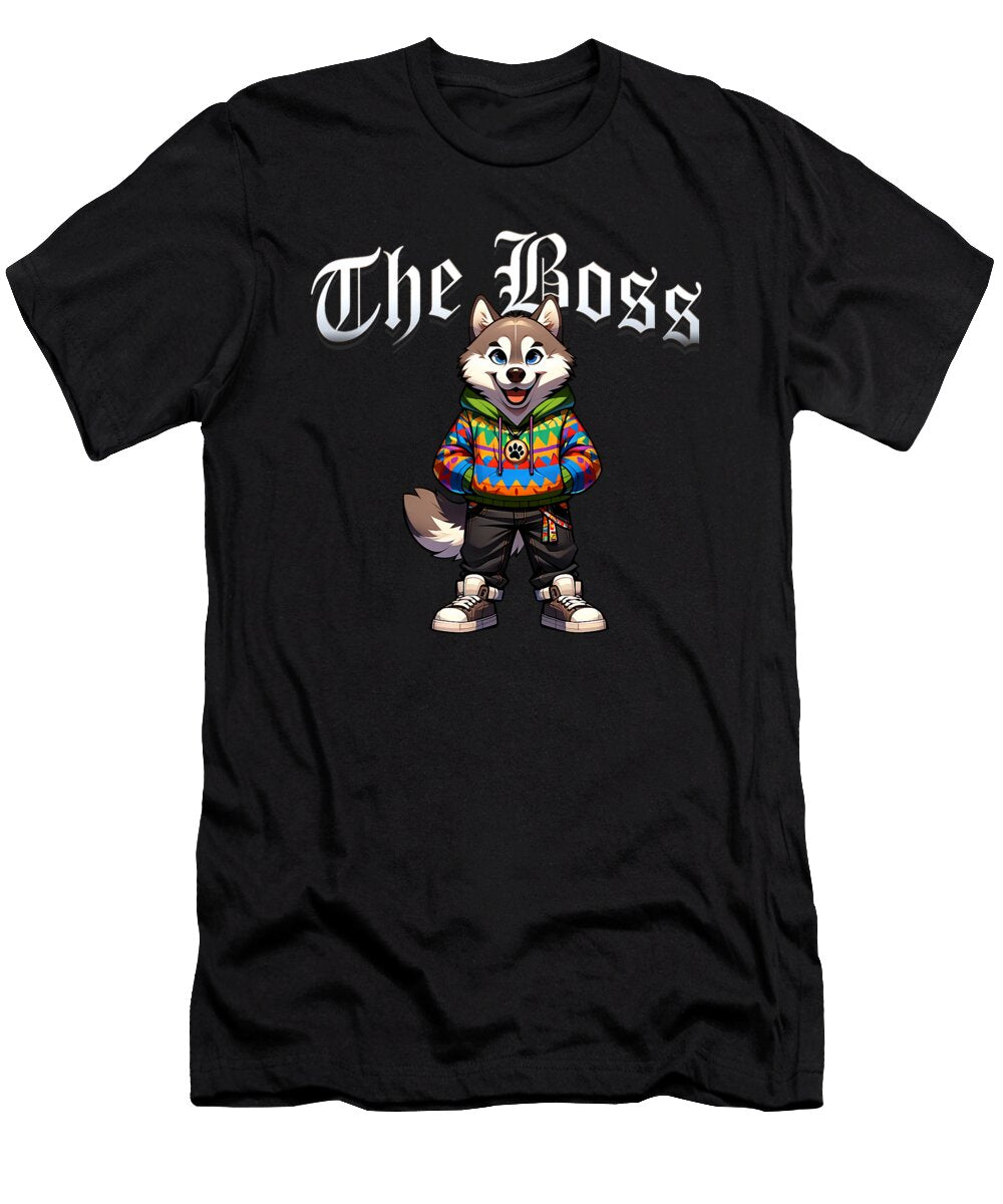 2 Brown Husky Dog the Boss Cool Jacket Outfit Dog Zyneu Gangd T-Shirt