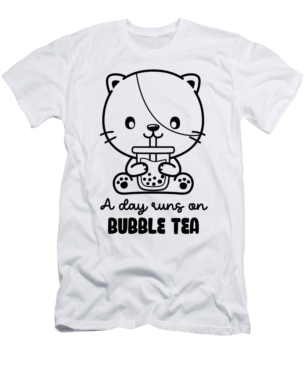2 Cat Drink Bubble Tea Boba Tea Clipart Vladimir Boyko T-Shirt