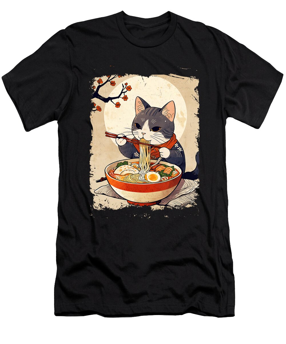 2 Cat Ramen Japanese Funny Graphic Kawaii Cat Zyneu Gangd T-Shirt