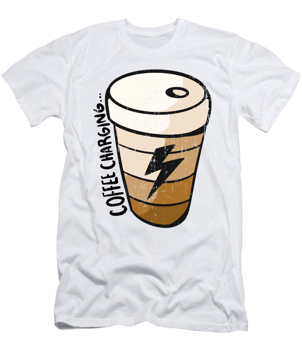2 Coffee Charging Funny Sarcastic Humor Coffee Lover Florian Dold Art T-Shirt