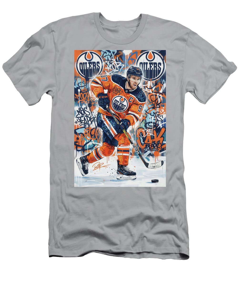 2 Connor Mcdavid Edmonton Oilers Graffiti Poster Hockey Player NHL Sampadart Gallery T-Shirt