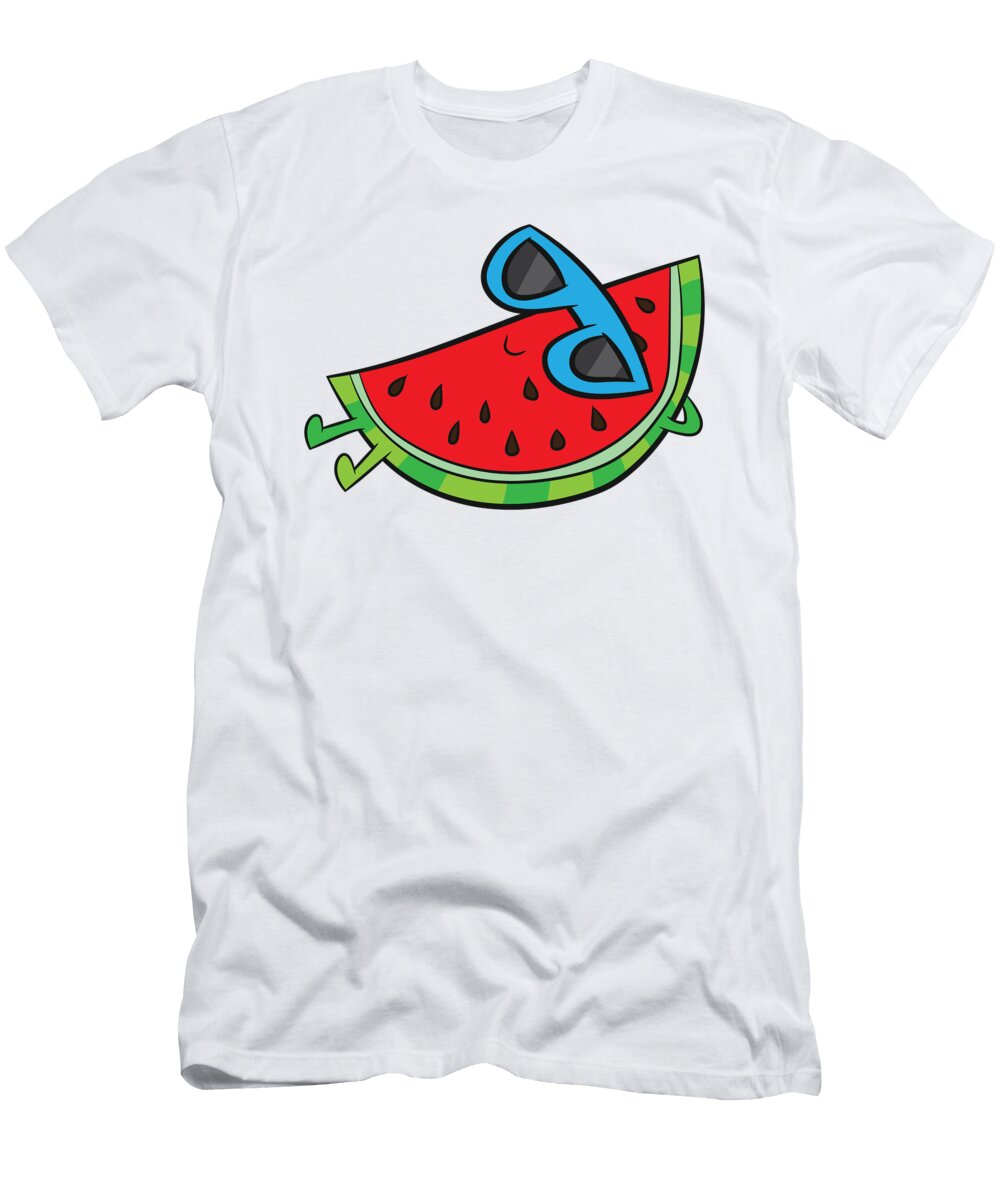 2 Cute Melon Summer Fruit Sunglasses on Watermelon Eq Designs T-Shirt