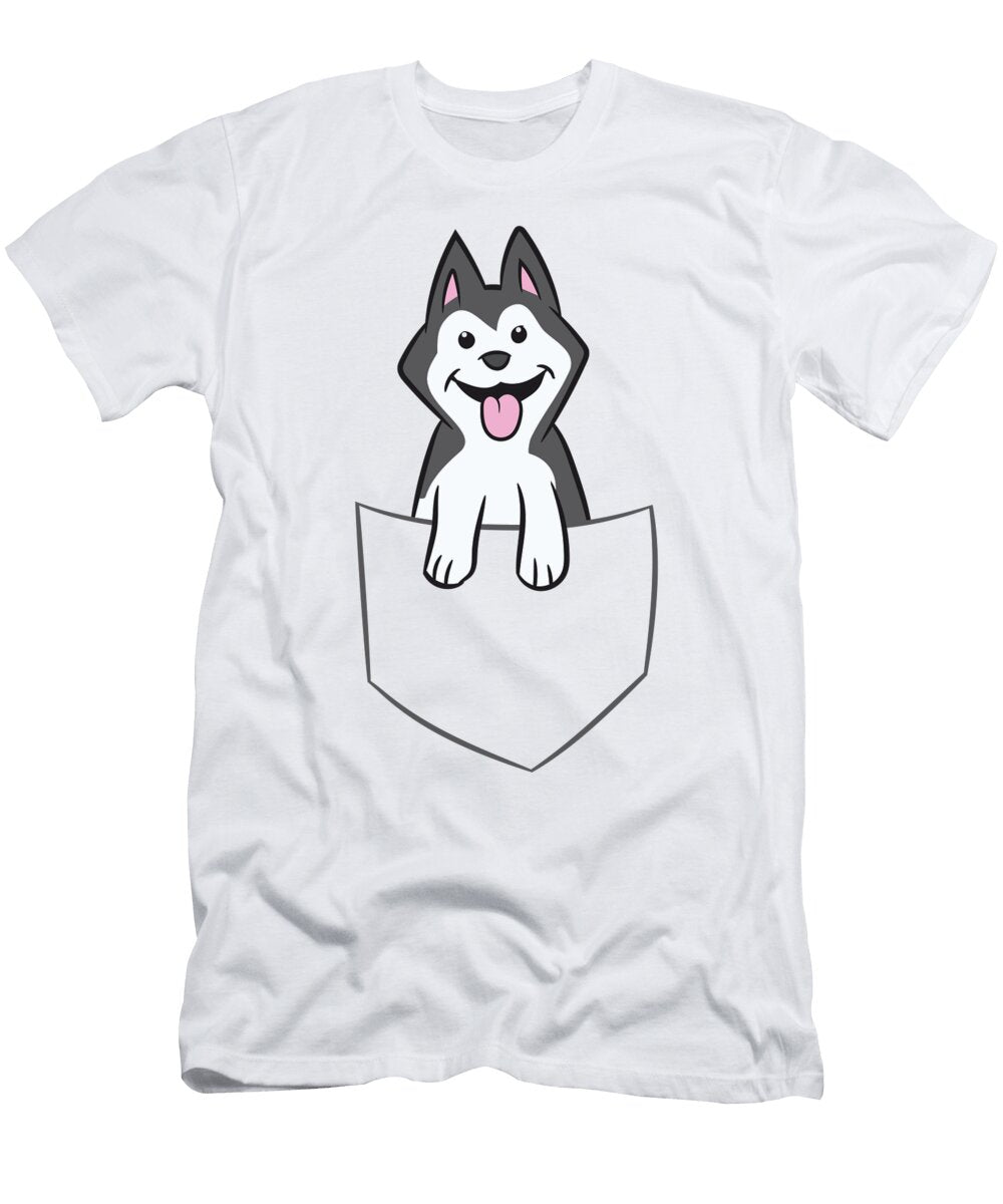 2 Cute Siberian Husky in Pocket Funny Husky in Pocket Eq Designs T-Shirt