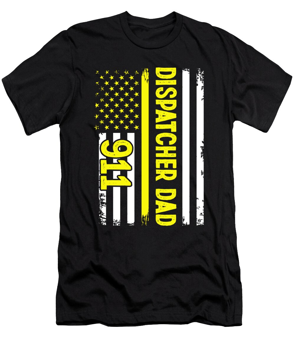 2 Dispatcher Dad 911 American Yellow Flag Policeman Florian Dold Art T-Shirt
