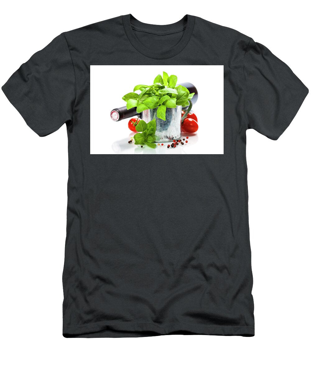 2 Fresh Basil in the Pot and Italian Ingredients Natalia Klenova T-Shirt