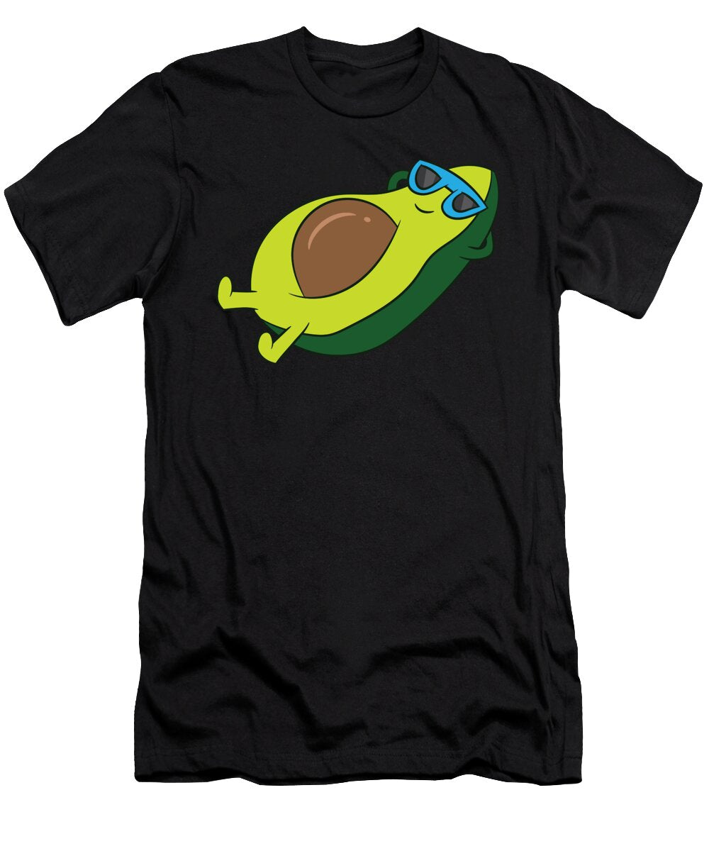 2 Funny Avocado with Sunglasses Vegetable Relaxing Avocado Eq Designs T-Shirt