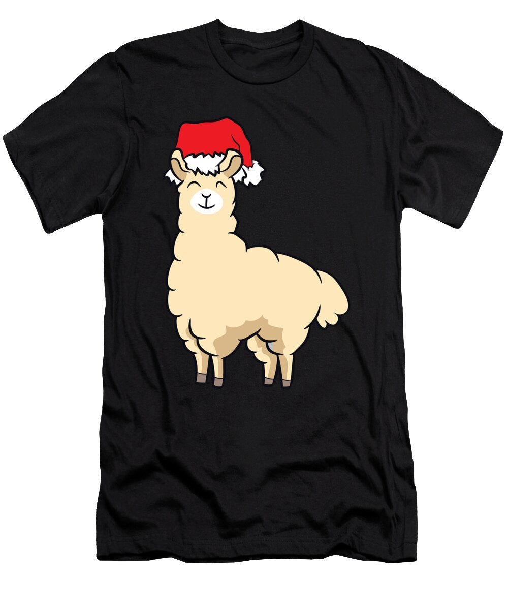 2 Funny Llama with Santa Hat Cute Christmas Hat Llama Eq Designs T-Shirt