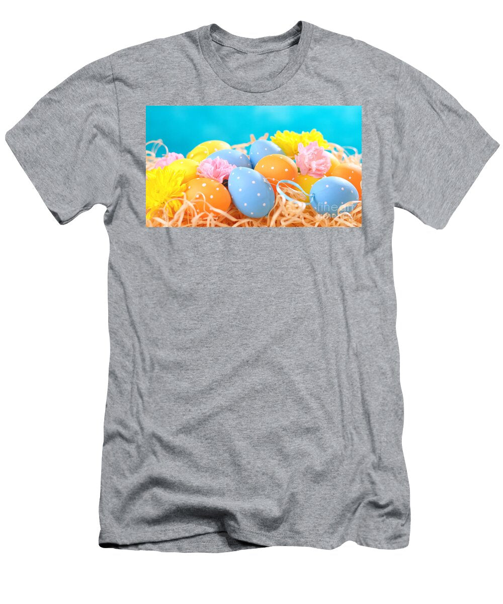2 Happy Easter Ornaments Eggs and Spring Flowers Milleflore Images T-Shirt
