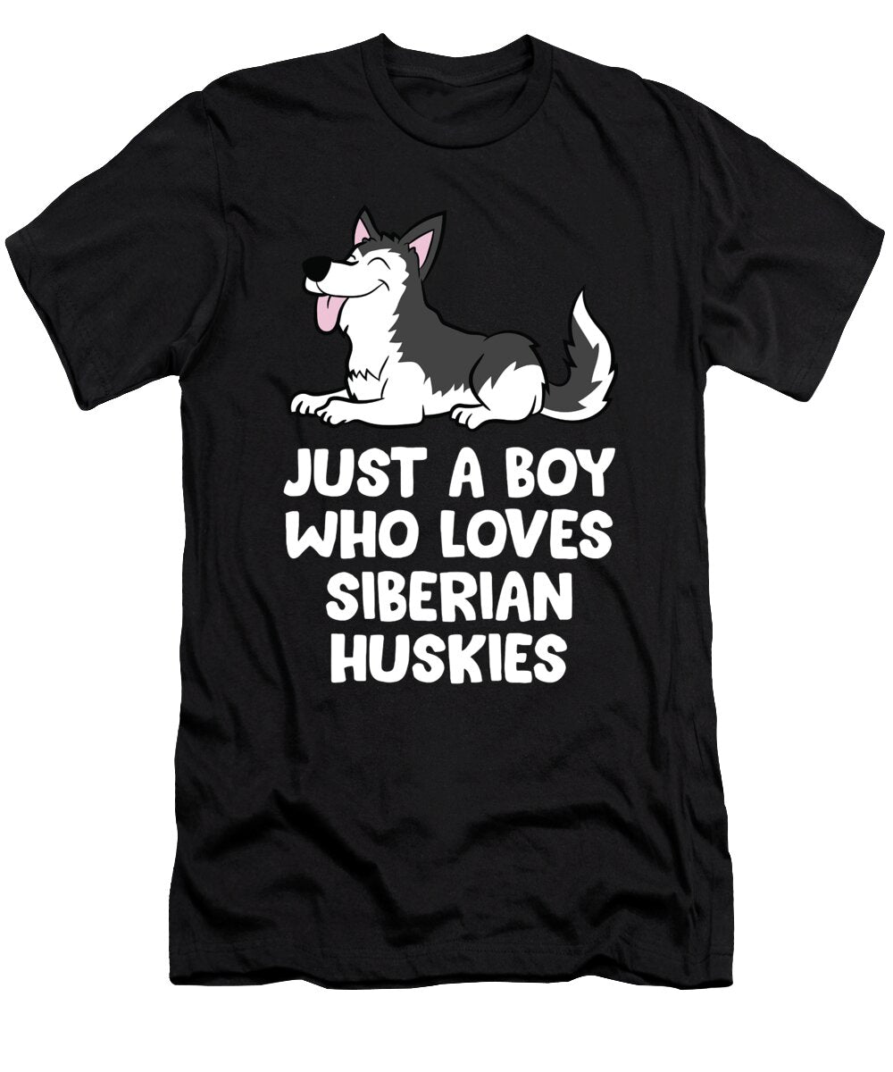2 Just a Boy Who Loves Siberian Huskies Eq Designs T-Shirt