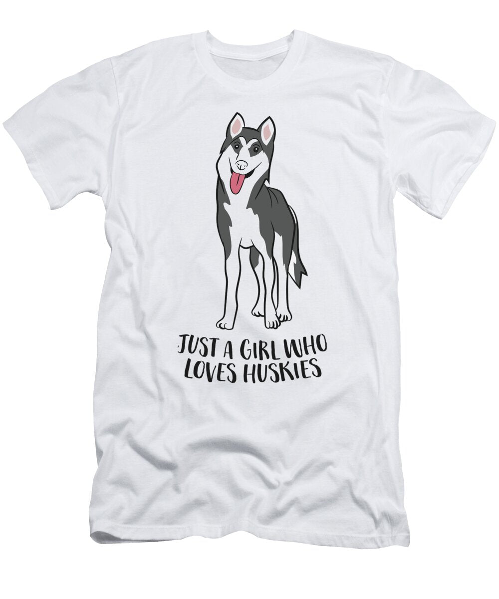 2 Just a Girl Who Loves Huskies Cute Husky Girl Eq Designs T-Shirt