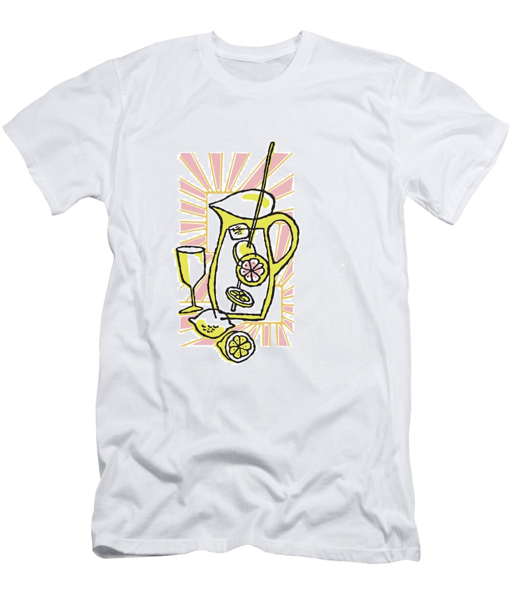 2 Lemonade in Pitcher Glass and Lemon Slice Csa Images T-Shirt