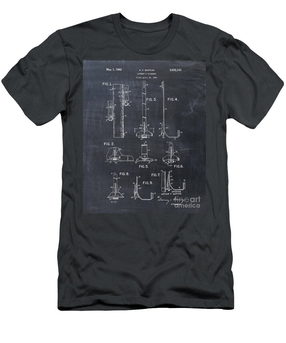 2 Linemans Climbing Hook Patent Print Visual Design T-Shirt
