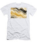 2 Monocolor Alcohol Ink Marbling Raster Background Liquid Waves and Stains Black and Gold Abstract Fluid Art Acrylic and Oil Paint Flow Monochrome Contemporary Backdrop Black Marble with Golden Vein N Akkash T-Shirt