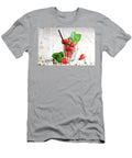 2 Organic Red Strawberries Glass and Mint Leaves on Rustic Wooden Liss Art Studio T-Shirt