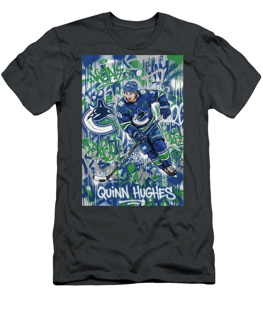 2 Quinn Hughes Graffiti Poster Hockey Player NHL Sampadart Gallery T-Shirt