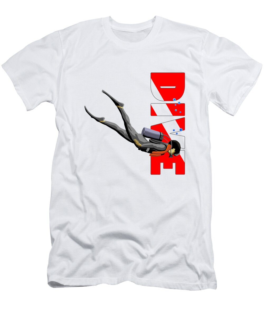 2 Scuba Diving Diver Down Flag Macdonald Creative Studios T-Shirt