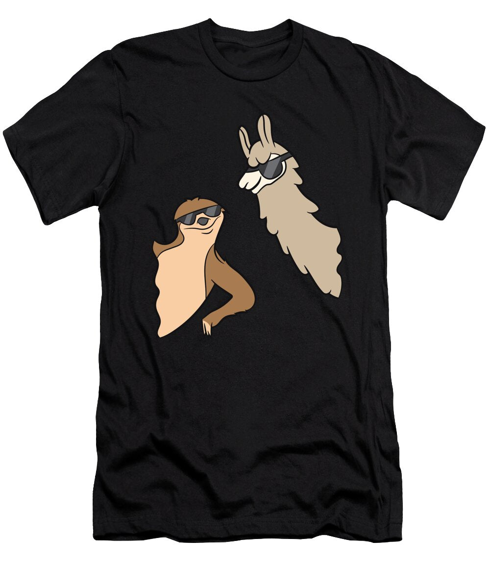 2 Sloth and Llama with Sunglasses Love Sloths and Alpacas Eq Designs T-Shirt