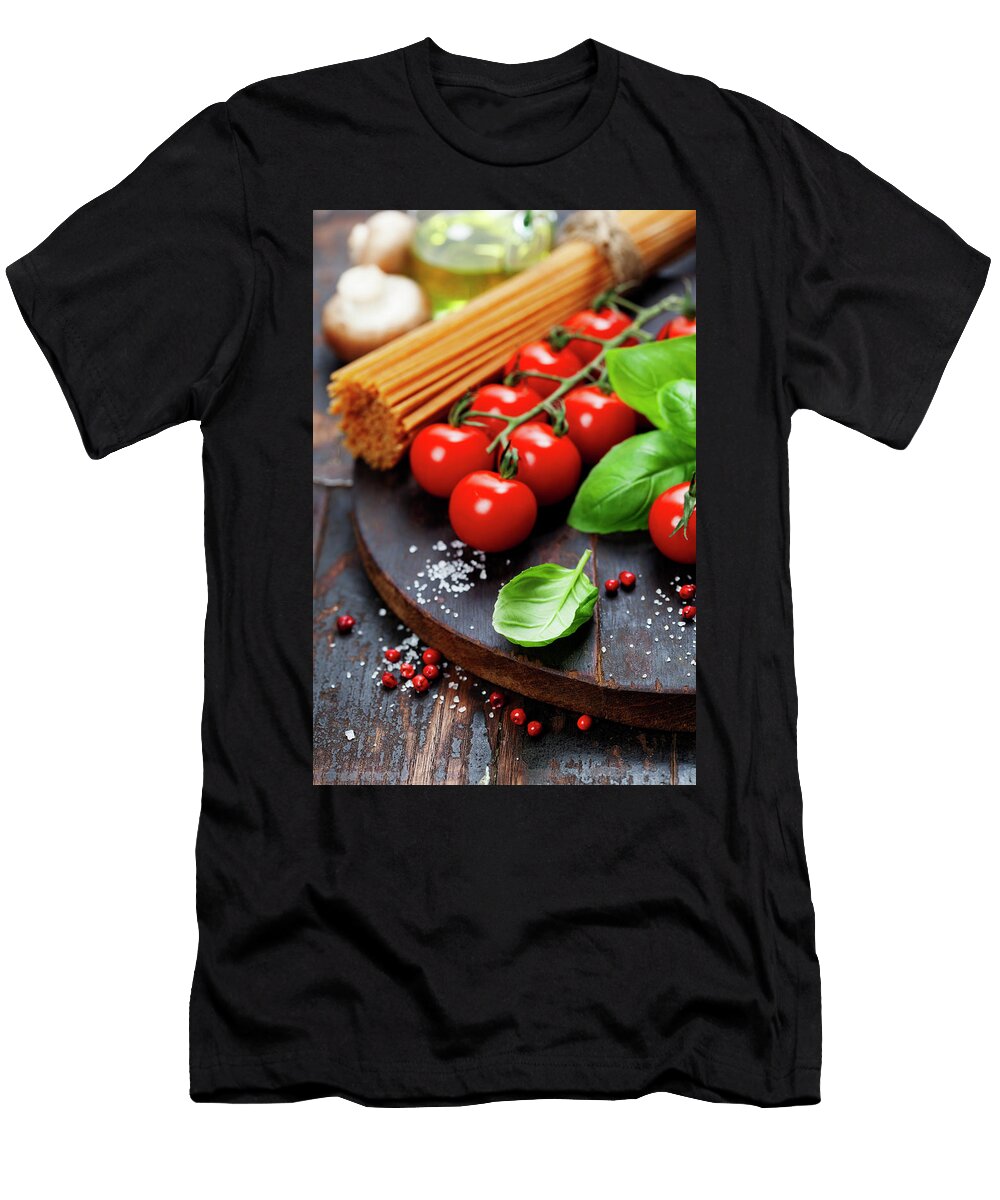 2 Spaghetti Basil and Tomatoes Natalia Klenova T-Shirt